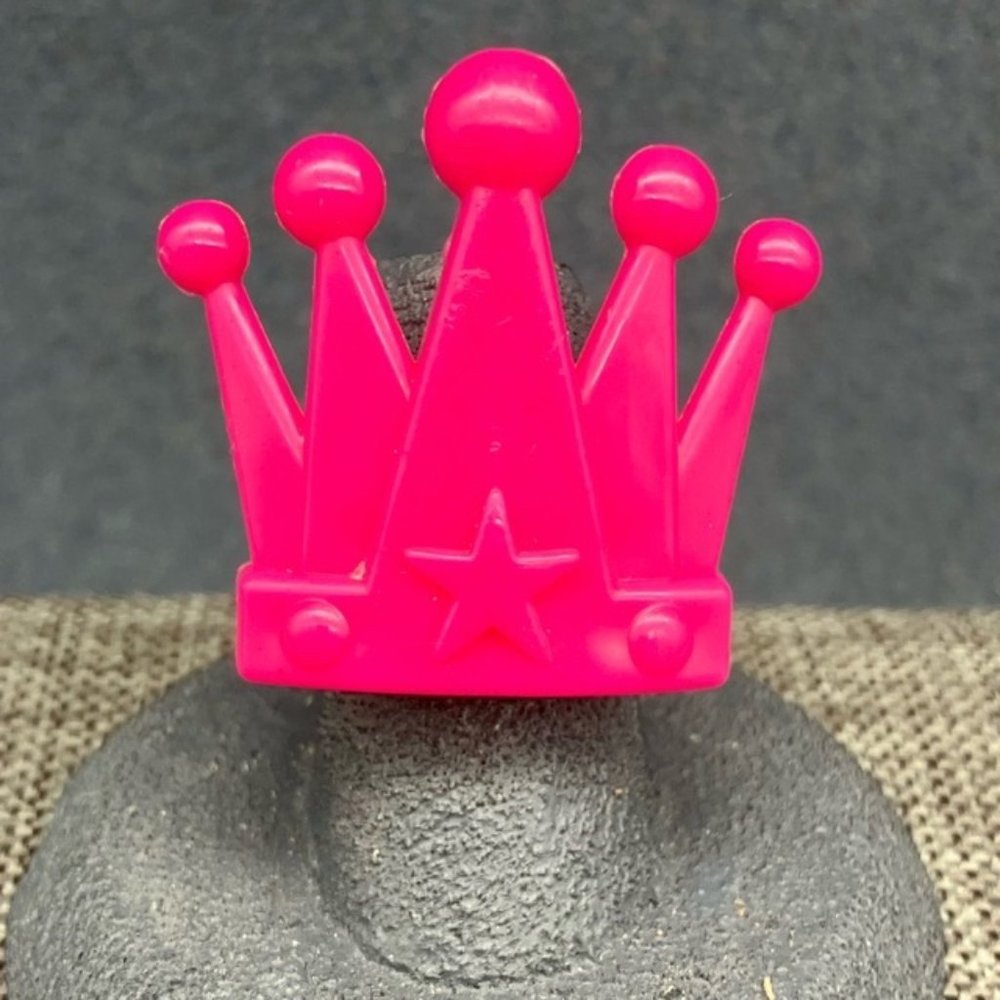 Pink Crown Ring Barbie Acrylic Size 5 Princess Queen Royalty Regal Retro Girls